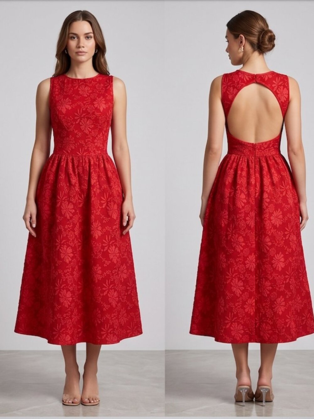 LAST ONE 🔥 Backless Square Neck Sleeveless A-Line Dress Red